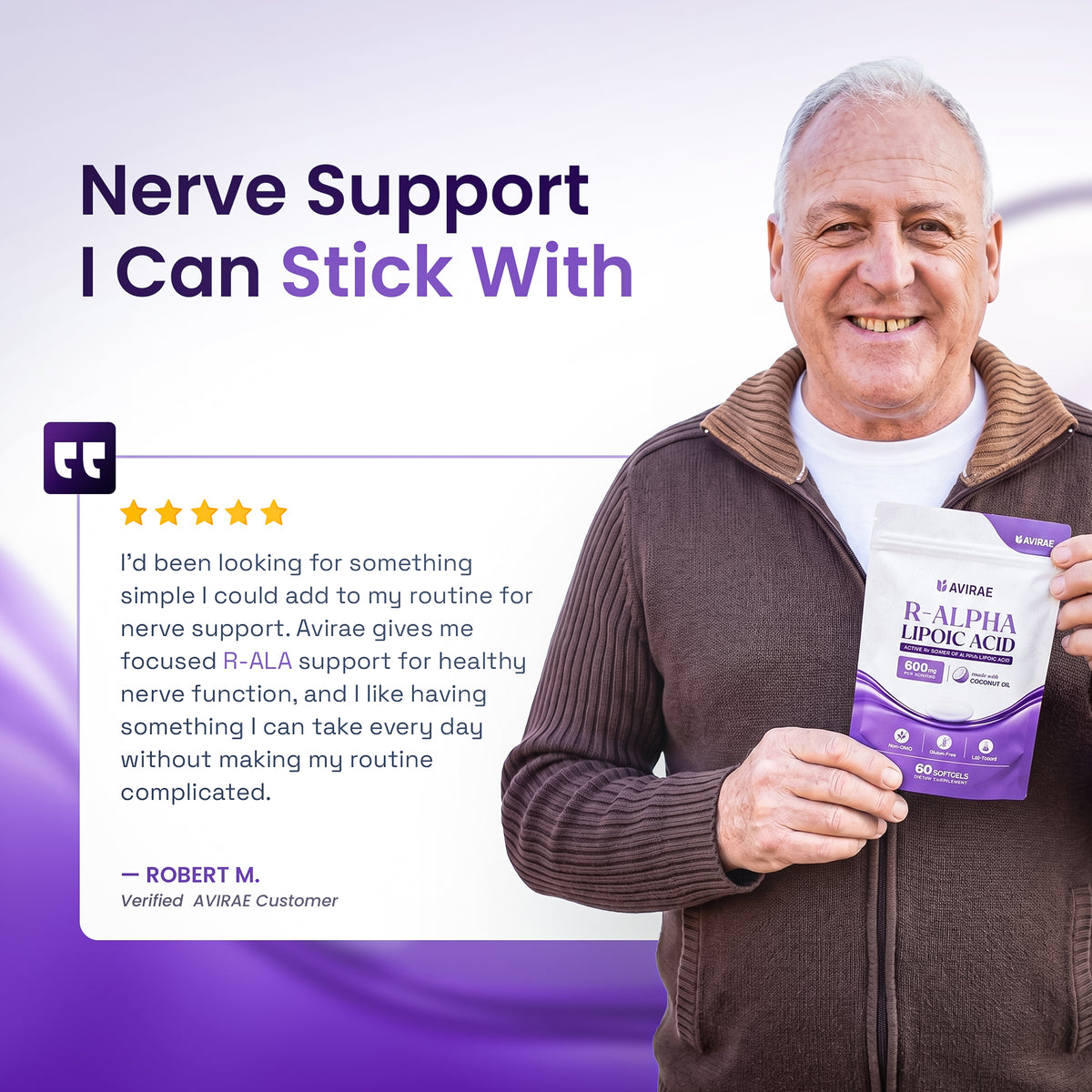 Avirae® R-Alpha Lipoic Acid 600mg with Coconut Oil