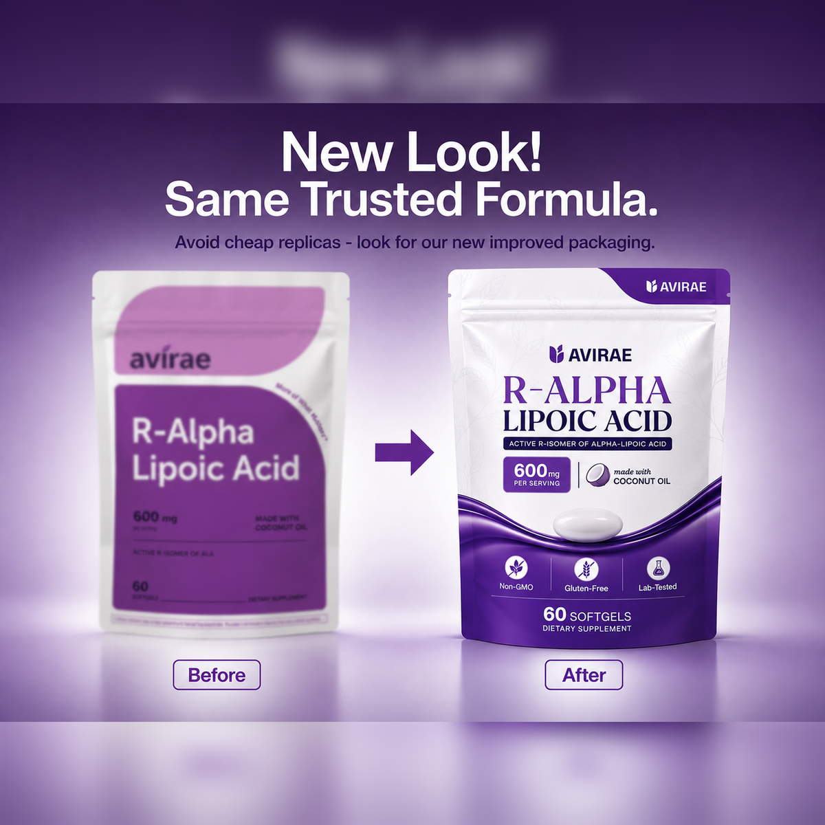 Avirae® R-Alpha Lipoic Acid 600mg with Coconut Oil